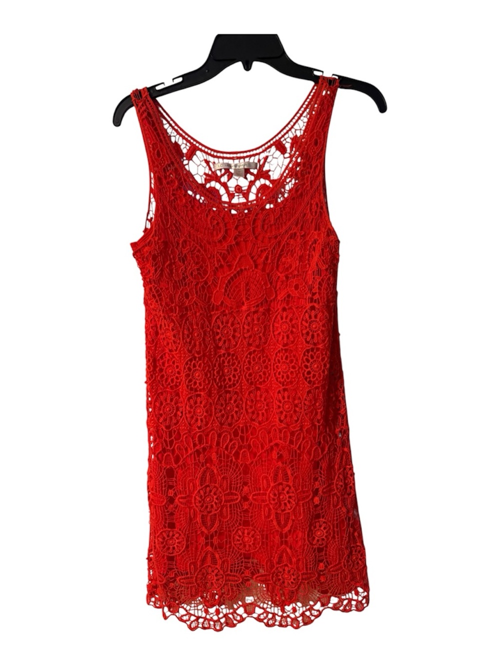 LC Lauren Conrad Red Crochet Lace sleeveless Dress size medium